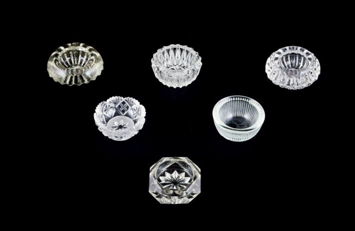 Fåglavik Glasbruk (1874-1980) Sweden Six salt cellars in clear handmade glass