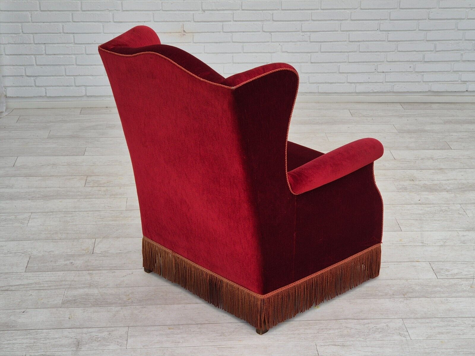 1970s Danish highback wingback armchair original condition furniture velour