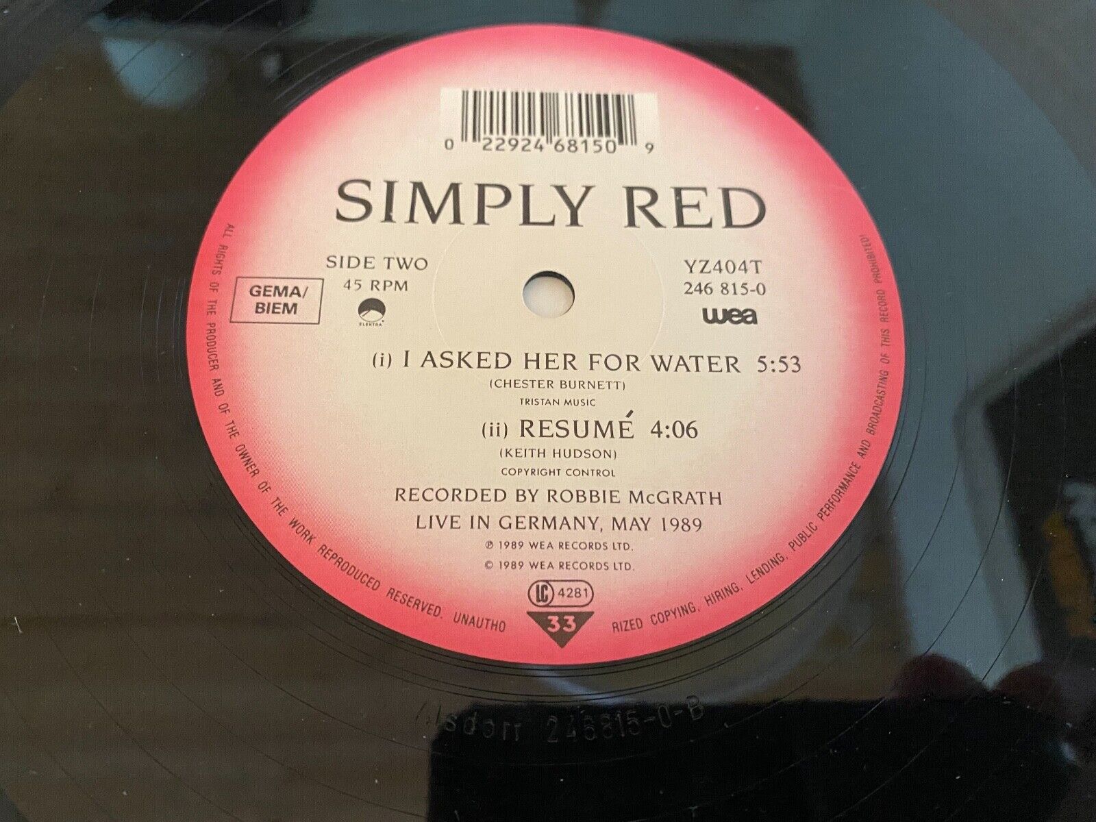 SIMPLY RED "A NEW FLAME" 1989 4 TRACK W GERMAN PRESS WEA RECORDS +LIVE RECORDING