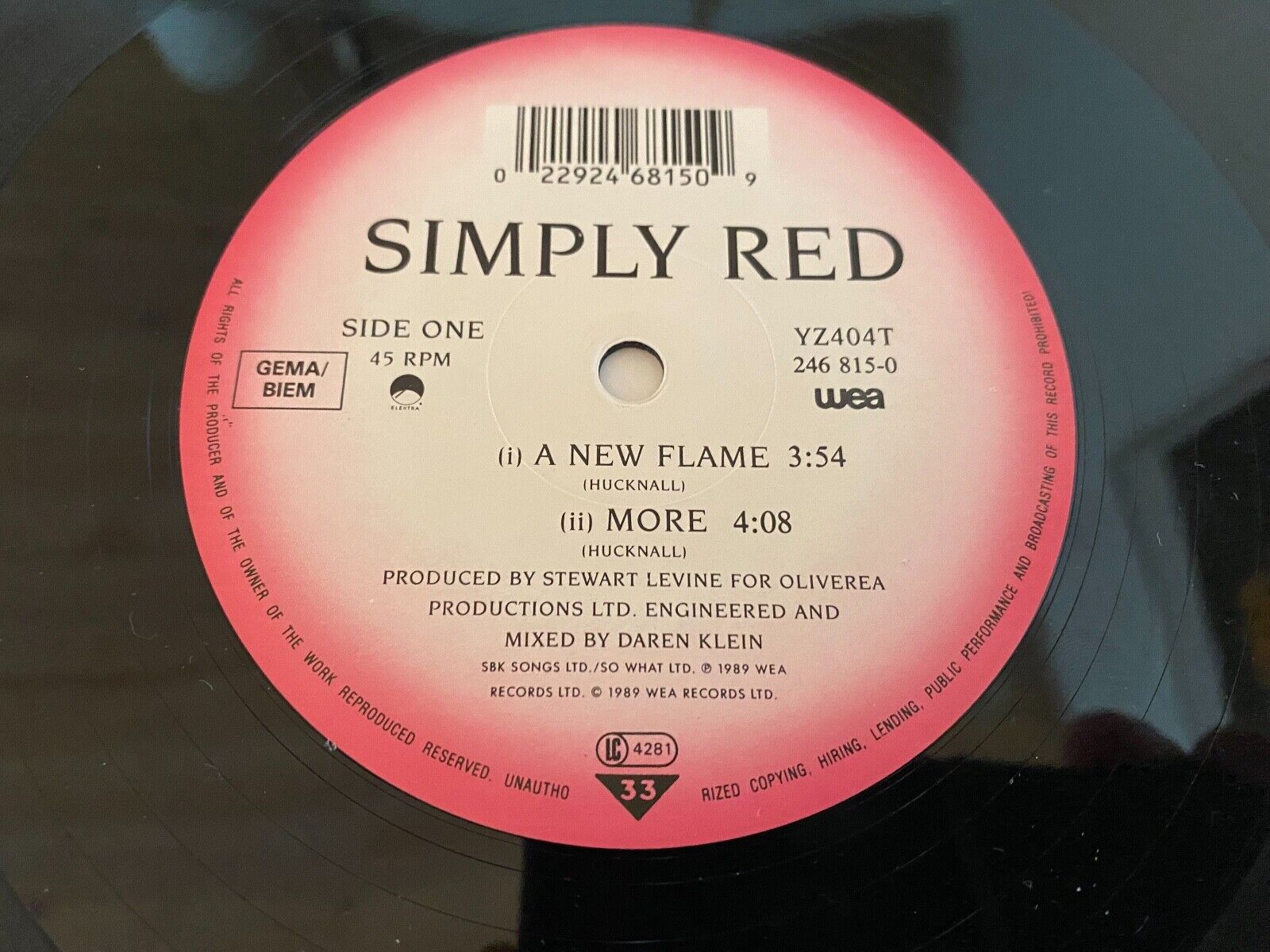 SIMPLY RED "A NEW FLAME" 1989 4 TRACK W GERMAN PRESS WEA RECORDS +LIVE RECORDING