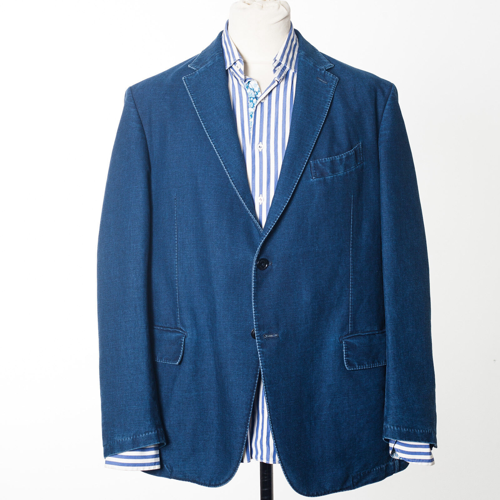 ERMENEGILDO ZEGNA MTM Blue Denim Unlined Sport Coat Blazer EU56 US46