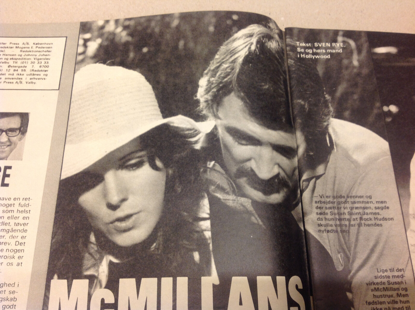 SUSANNE SAINT JAMES McMILLAN ROCK HUDSON ON FRONT COVER VTG Danish Magazine 1975