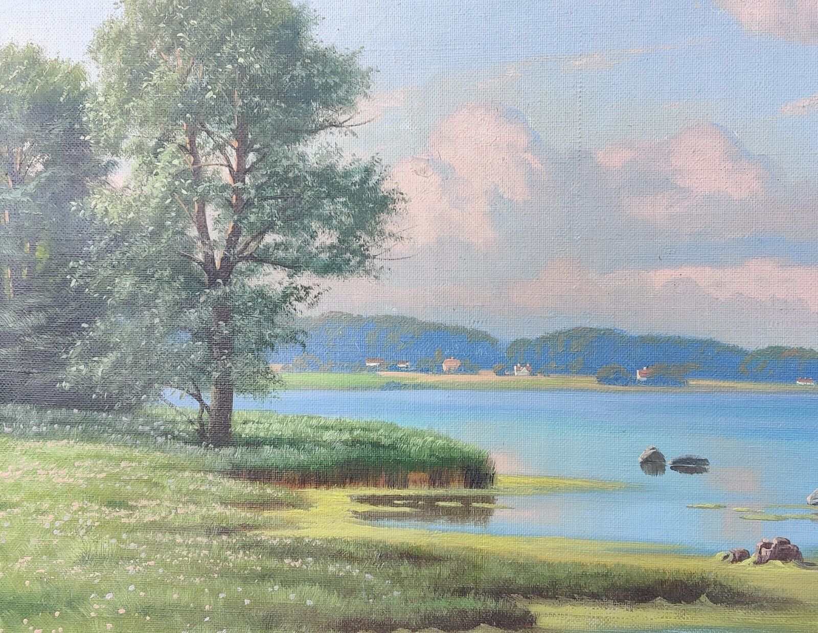 Kaj Drews (1884-1964): LAKE LANDSCAPE original oil painting