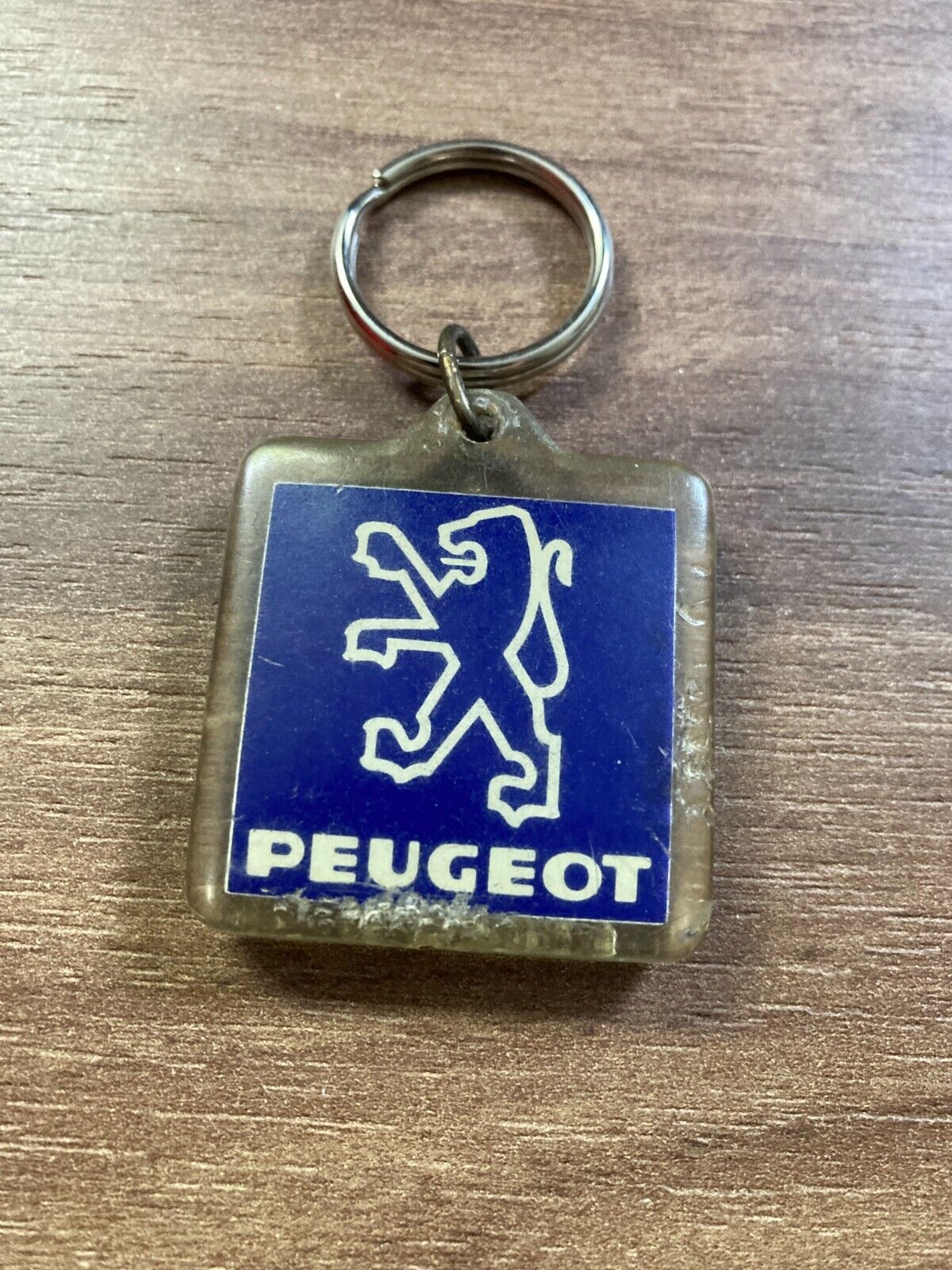 Vintage Peugeot Danish Plastic Keychain - Rare 1980s Car Dealership