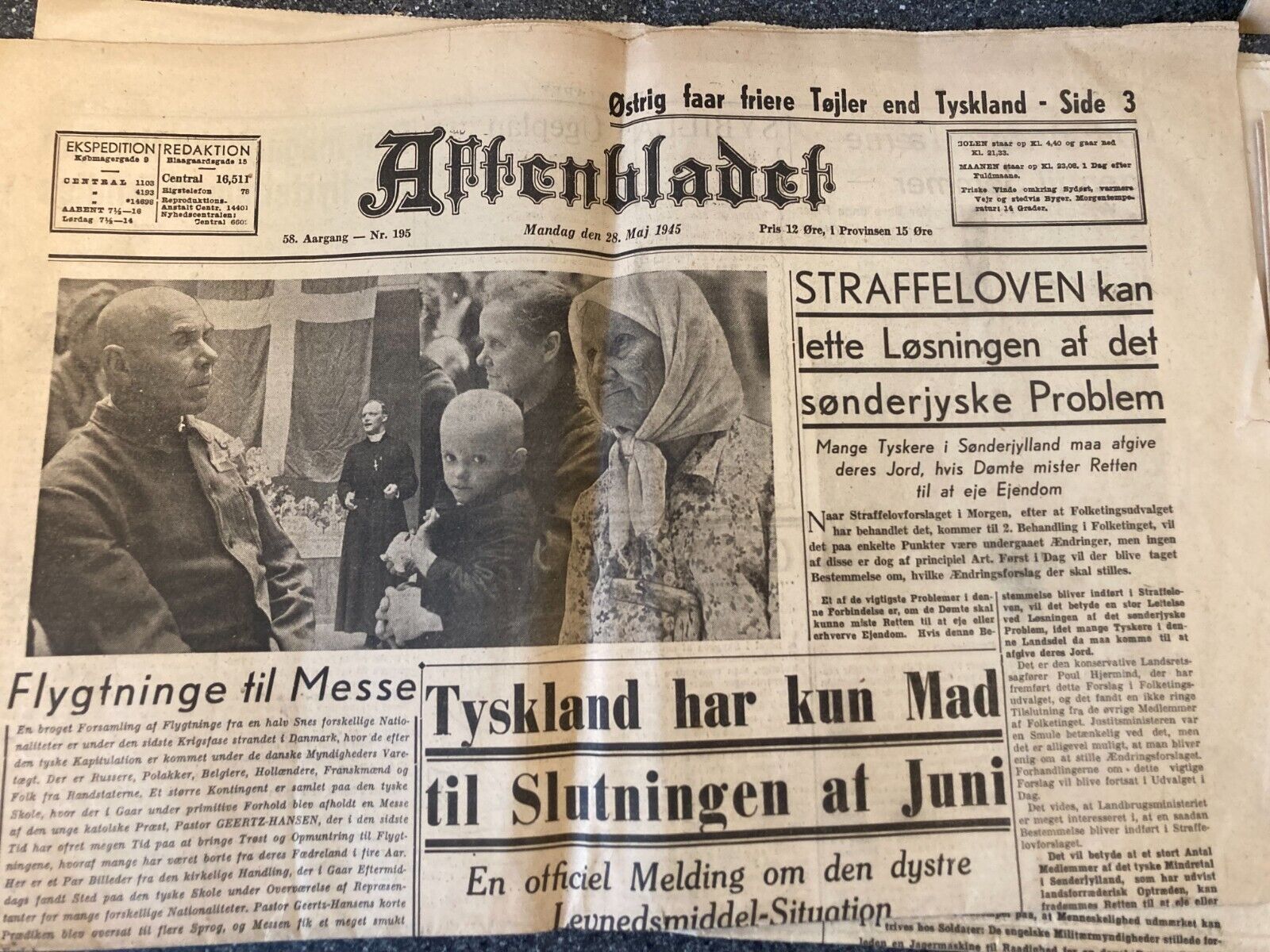 9x Pcs Danish WWII World War 2 Newspaper Lot - 1944 - "Aftenbladet" Denmark