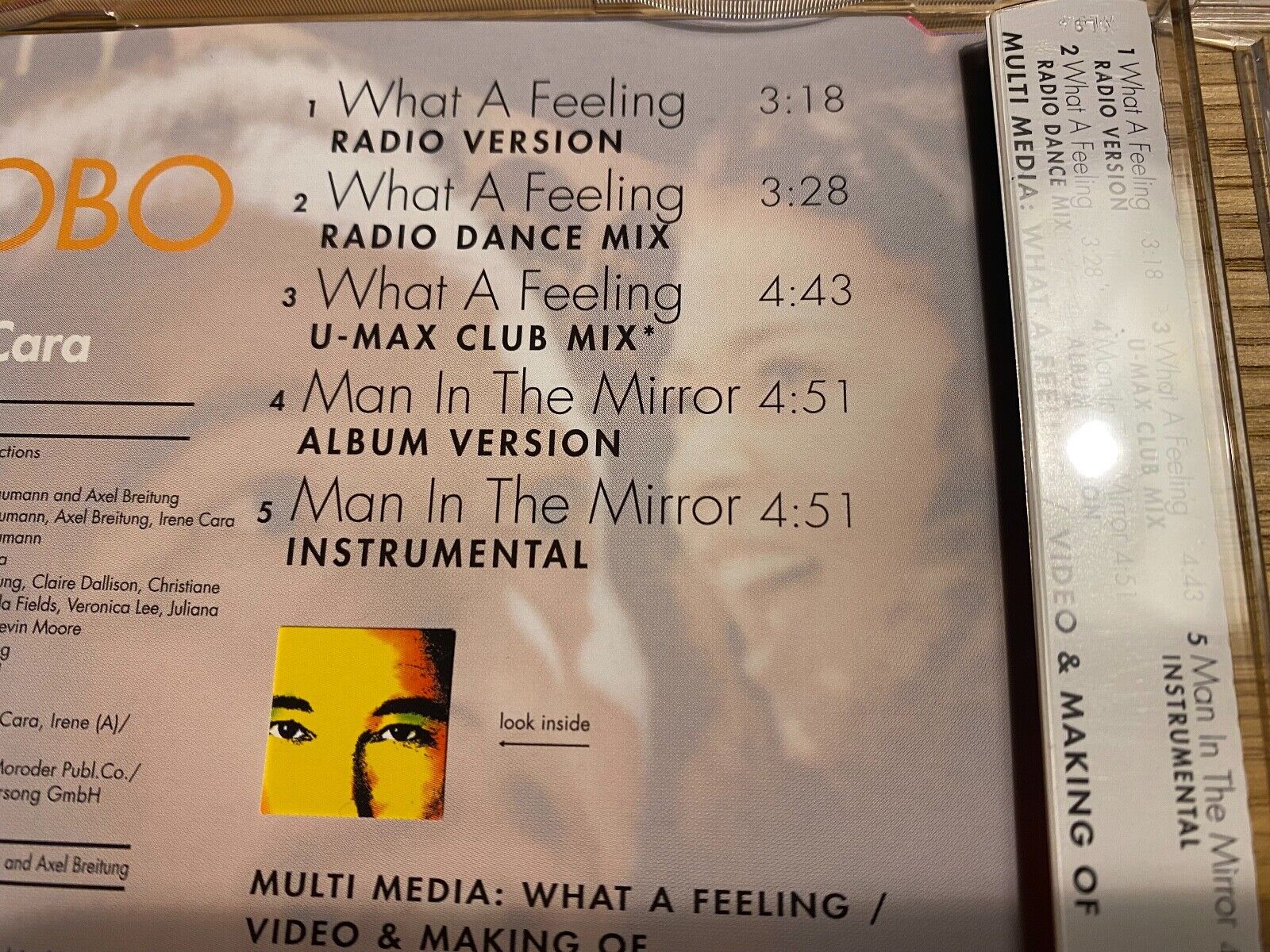 DJ BOBO  IRENE CARA "WHAT A FEELING" CD SINGLE 5 TRACK 2000 EU CD MAXI SINGLE