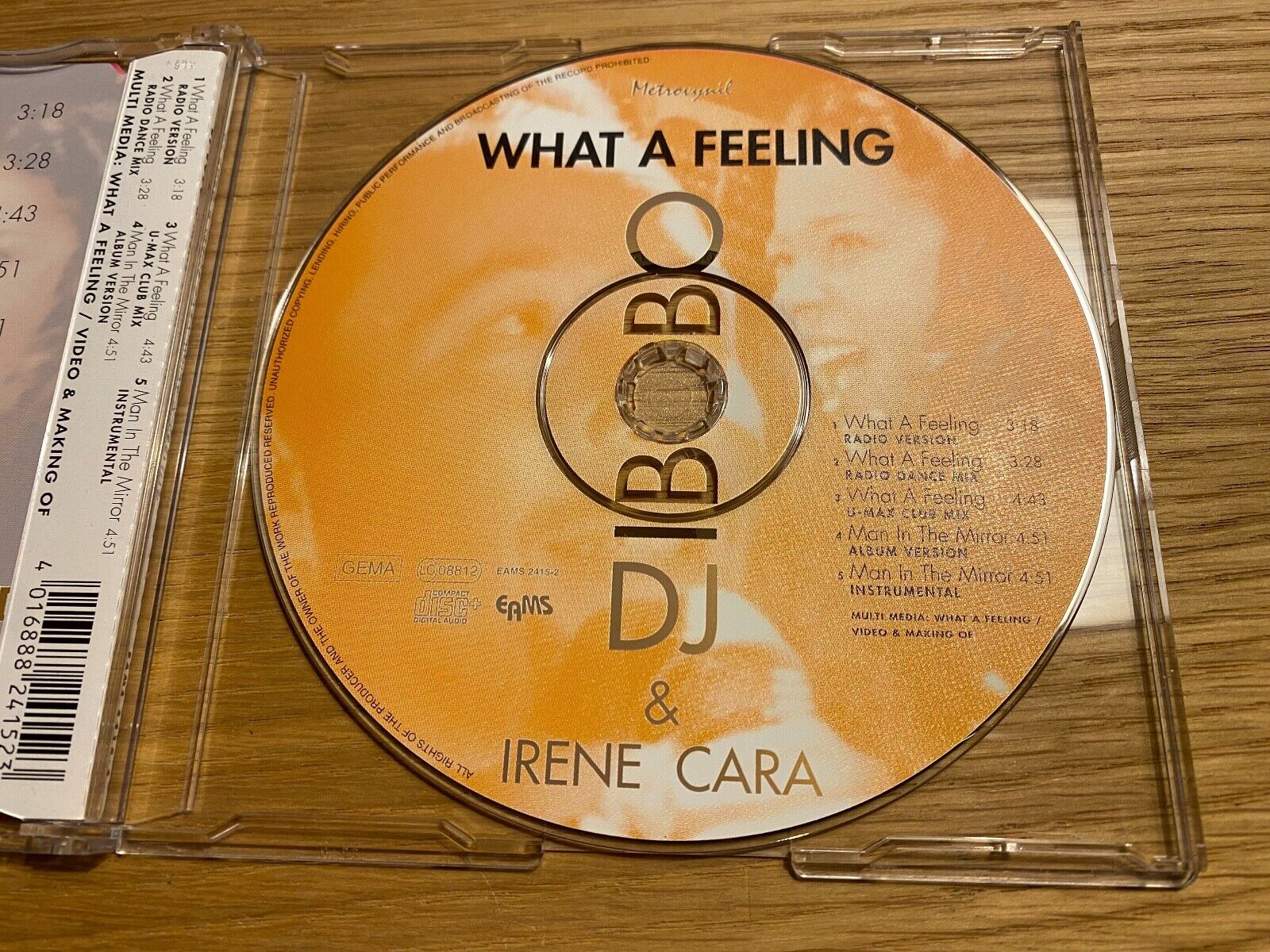 DJ BOBO  IRENE CARA "WHAT A FEELING" CD SINGLE 5 TRACK 2000 EU CD MAXI SINGLE