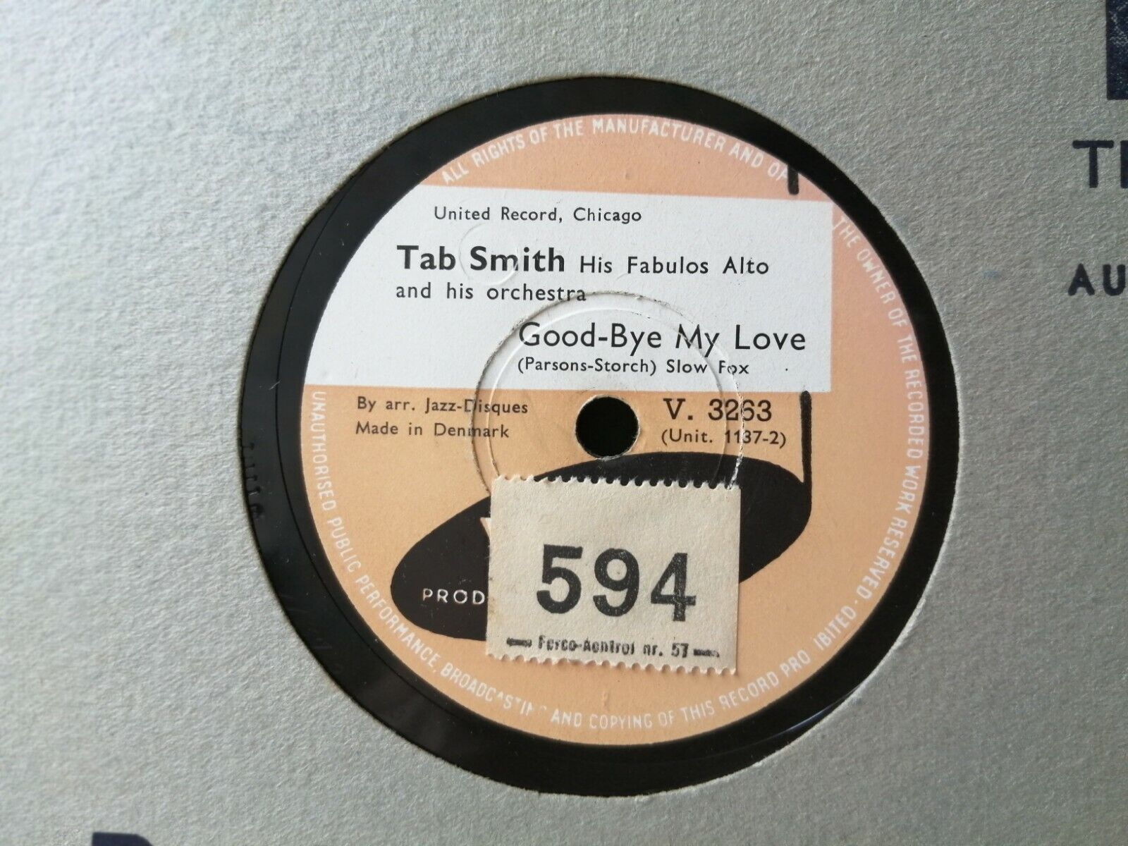 78 rpmTAB SMITHHis Fabulos AltoGood-Bye My Love/You Belong To MeVogue USA