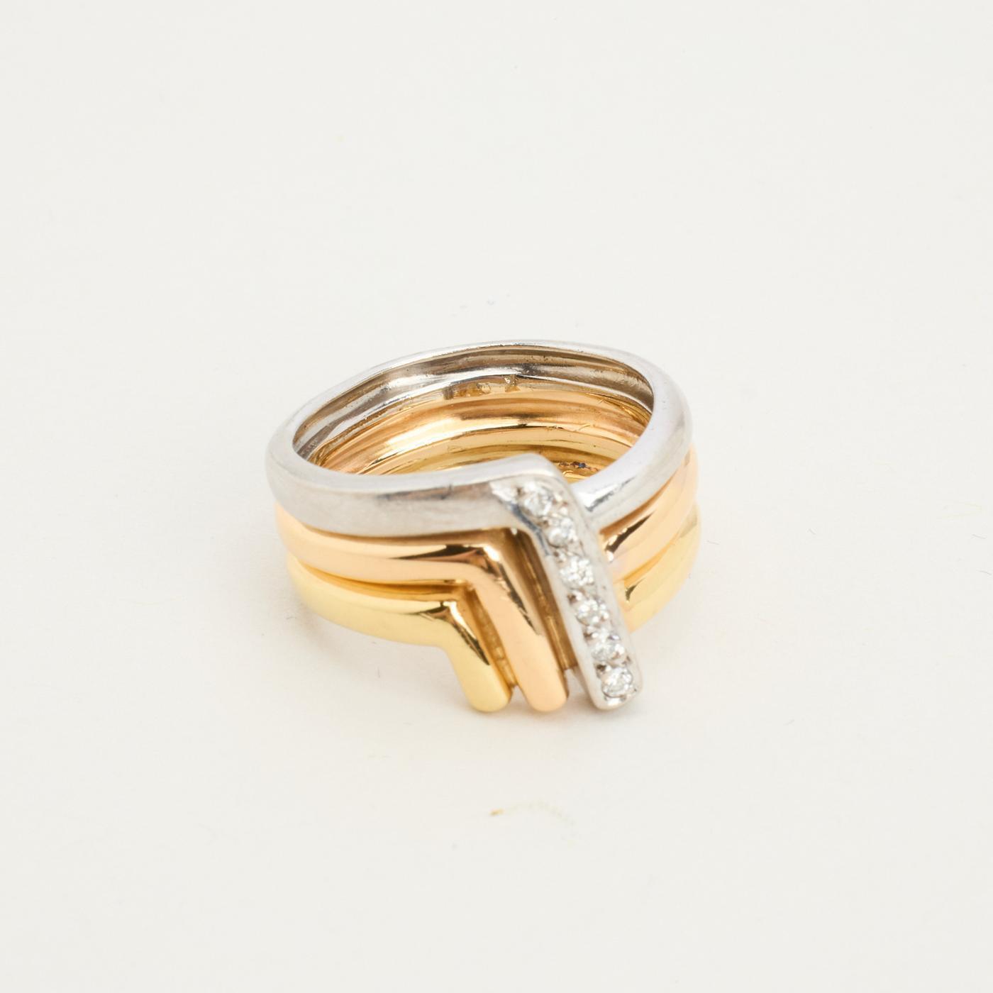 Ring with diamond (006 ct) in 8K Gold white gold and rose gold size