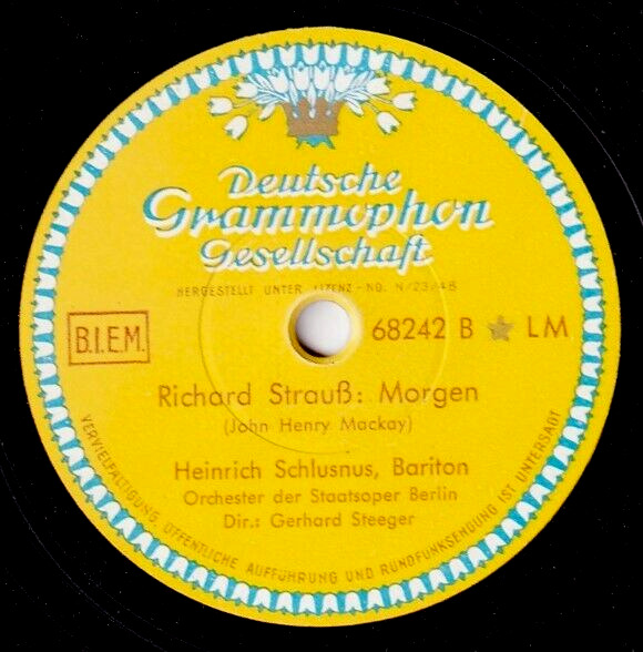 Schlusnus; Steeger Strauss (Winterweihe; Morgen) DGG 68242 NM(-)