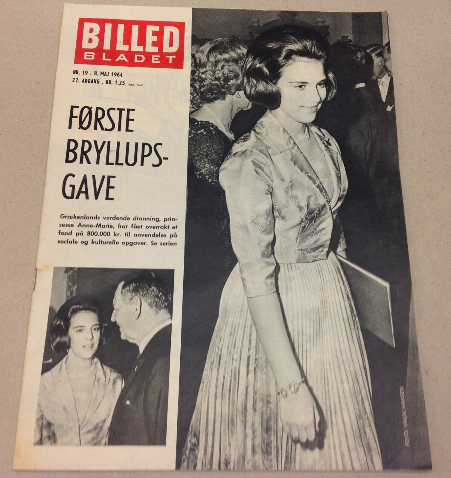 QUEEN ANNE-MARIE GREECE CONSTANTINE WEDDING GIFT VTG Magazine Billed-Bladet 1964