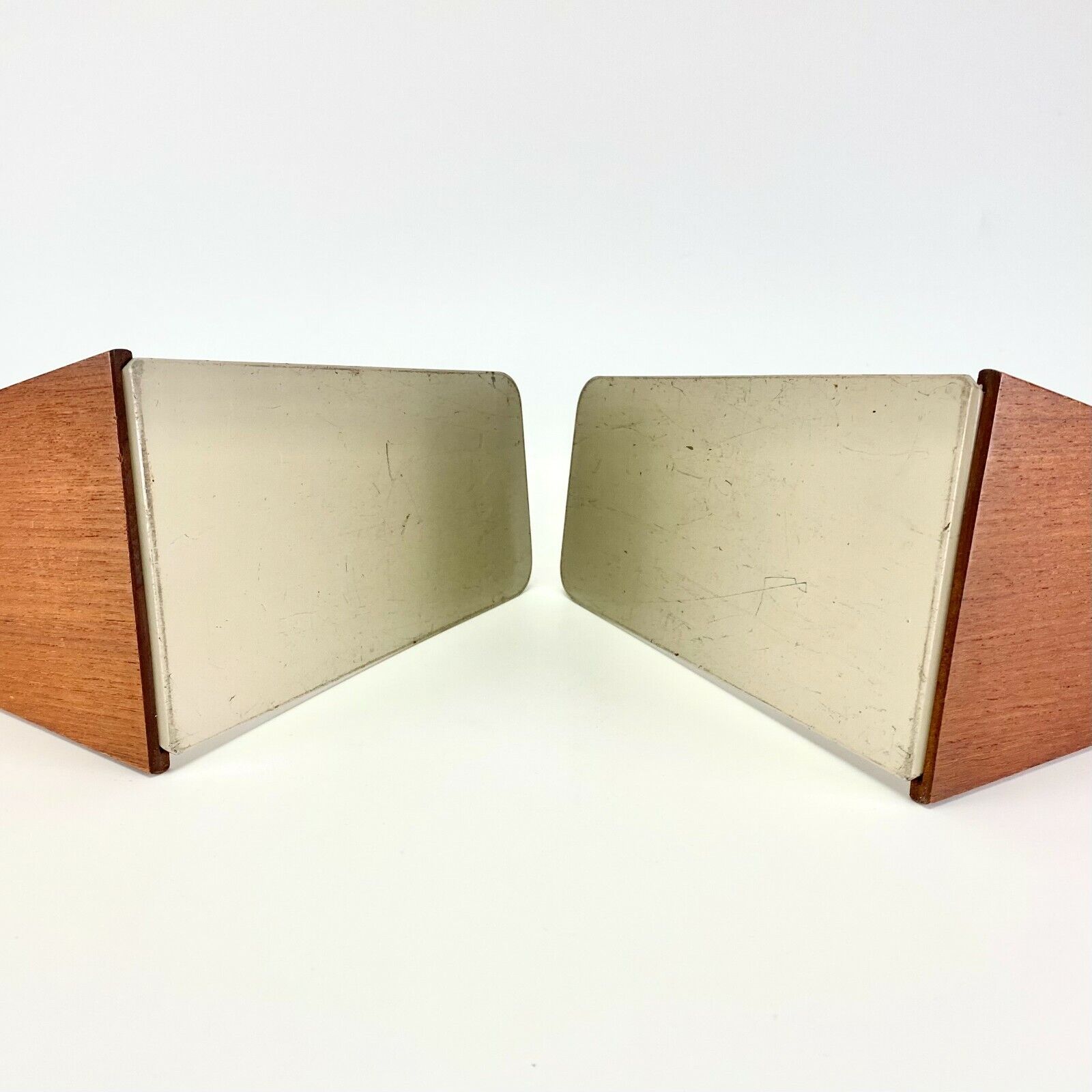 Vtg Danish MCM Kai Kristiansen 1960 Teak Wood Bookends Geometric Interior Decor