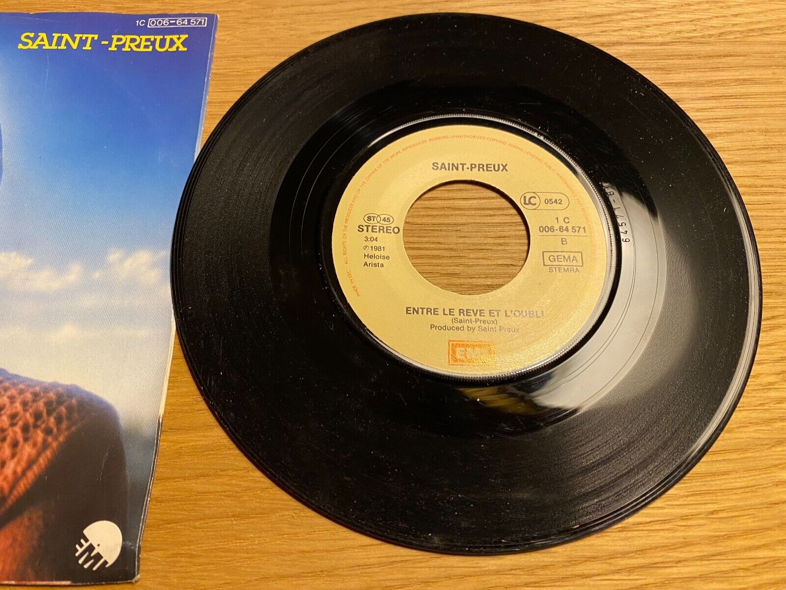 SAINT-PREUX "NO MORE NADINE/ENTRE LE REVE ET L´OUBLI" 1981 SINGLE EM NETHERLANDS