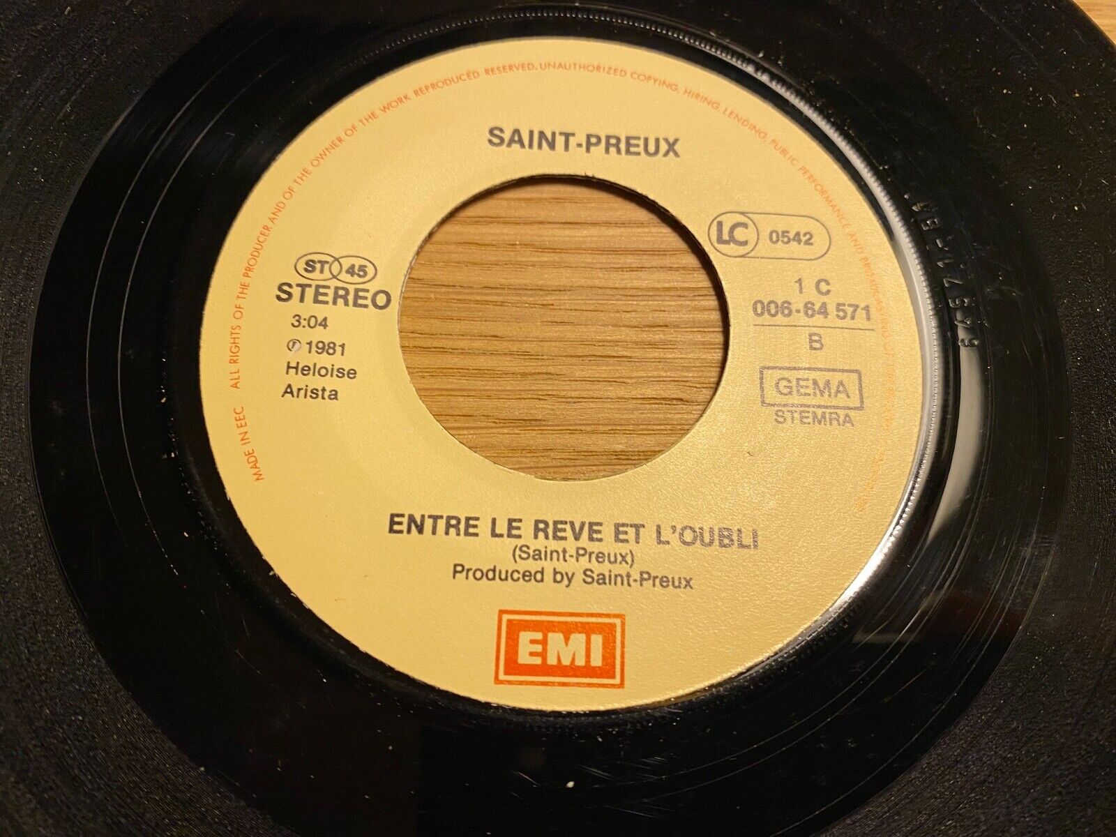 SAINT-PREUX "NO MORE NADINE/ENTRE LE REVE ET L´OUBLI" 1981 SINGLE EM NETHERLANDS