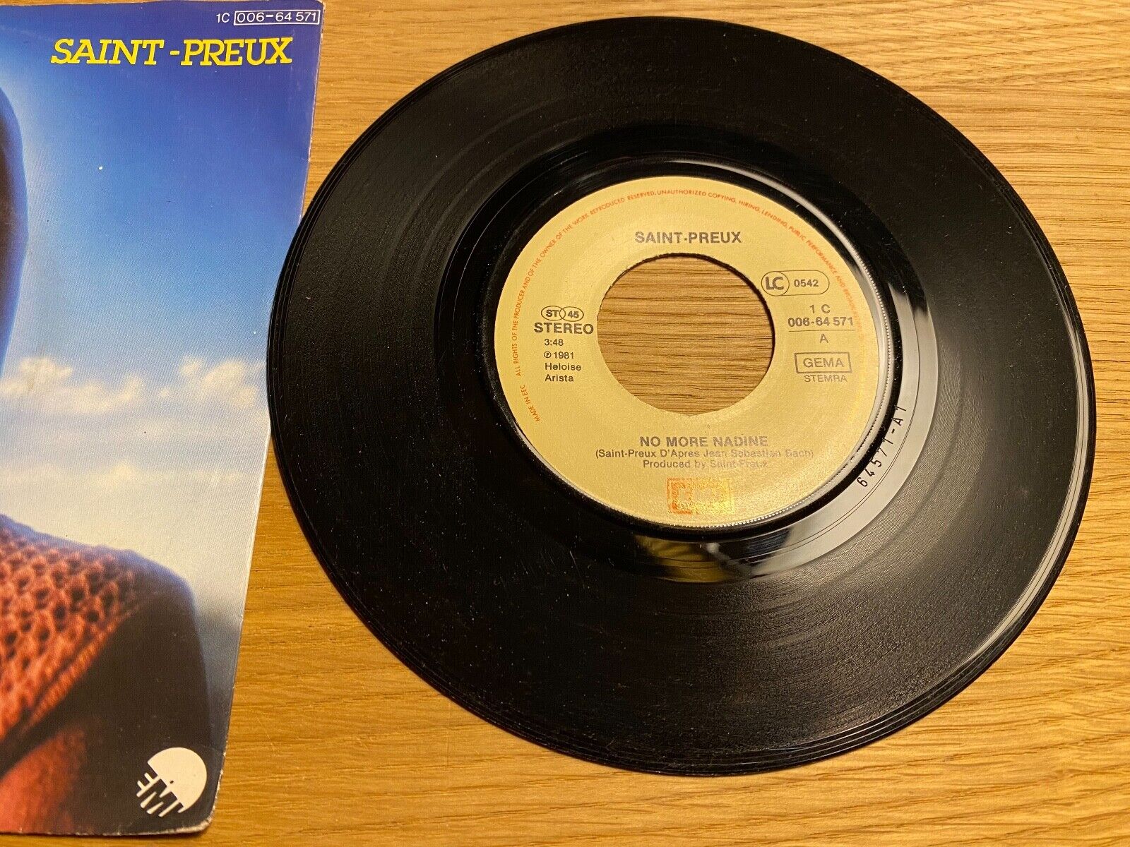 SAINT-PREUX "NO MORE NADINE/ENTRE LE REVE ET L´OUBLI" 1981 SINGLE EM NETHERLANDS