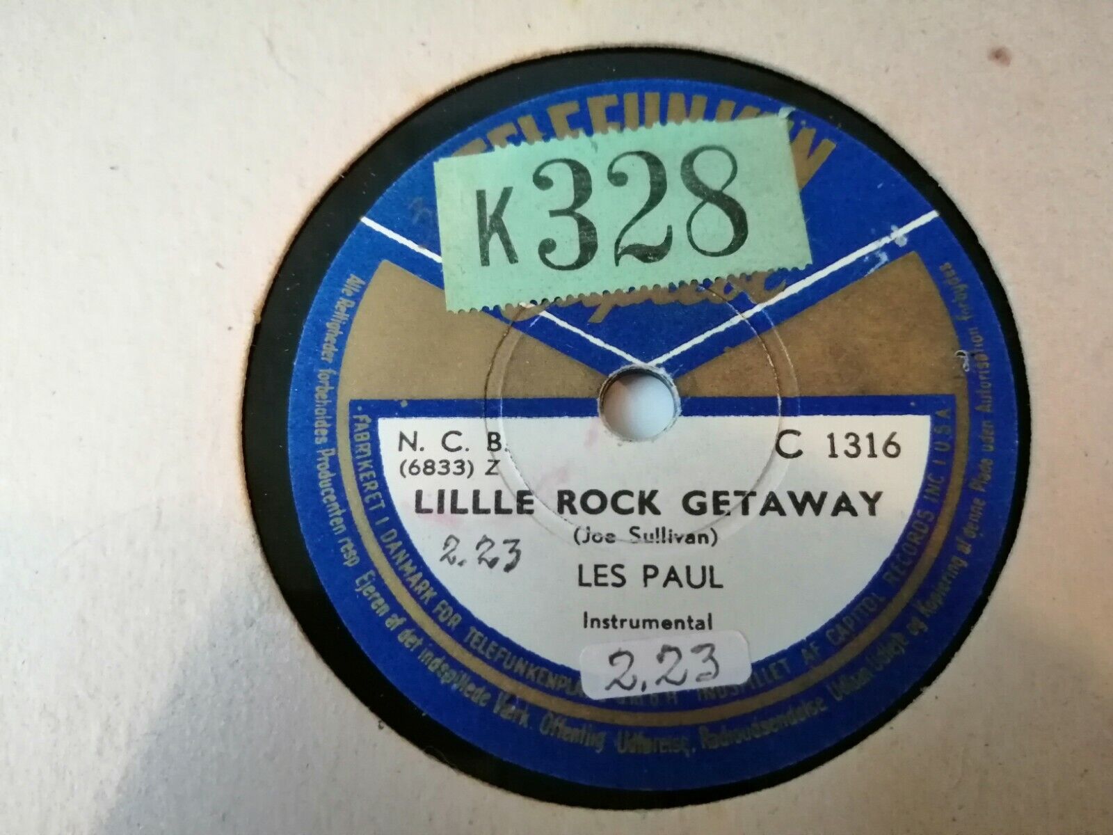 78 RPM  shellacLES PAUL : Little Rock Getaway/Tennessee WaltzTelefunken