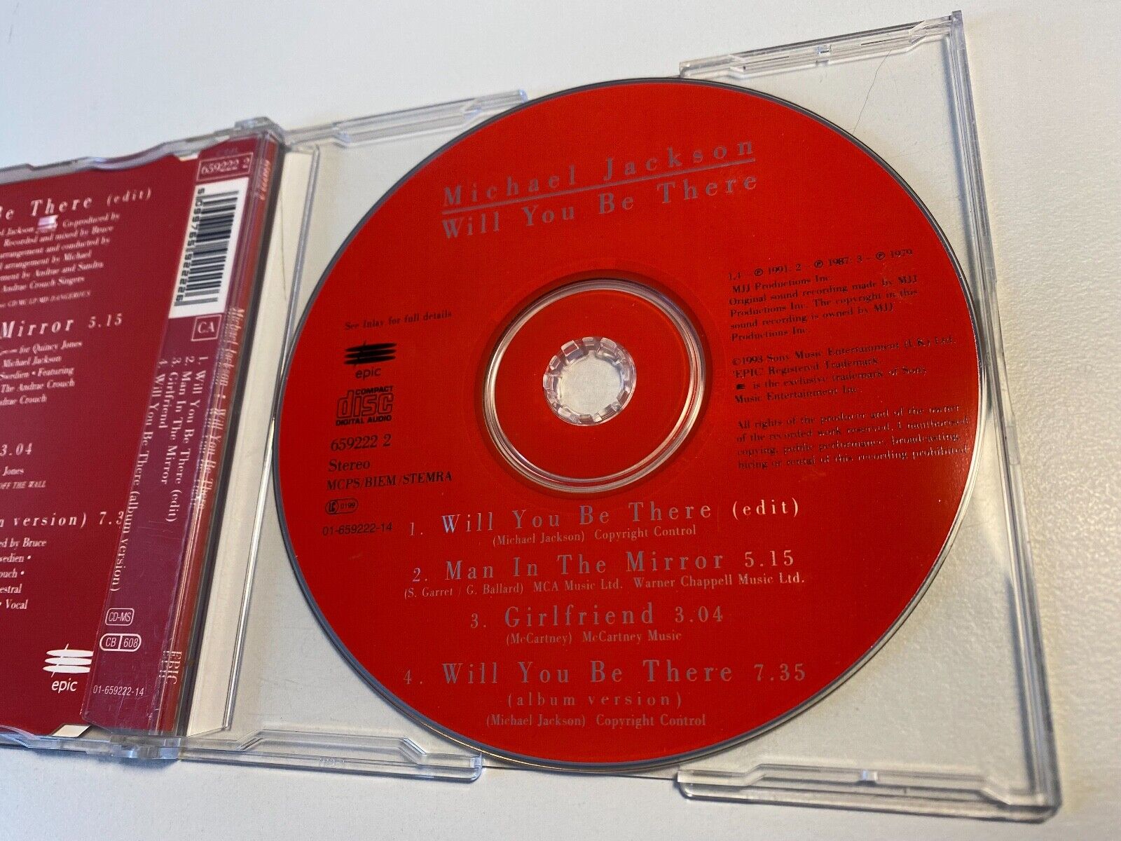 MICHAEL JACKSON "WILL YOU BE THERE" 4 TRACKS CD SINGLE 1993 EPIC RECORDS AUSTRIA