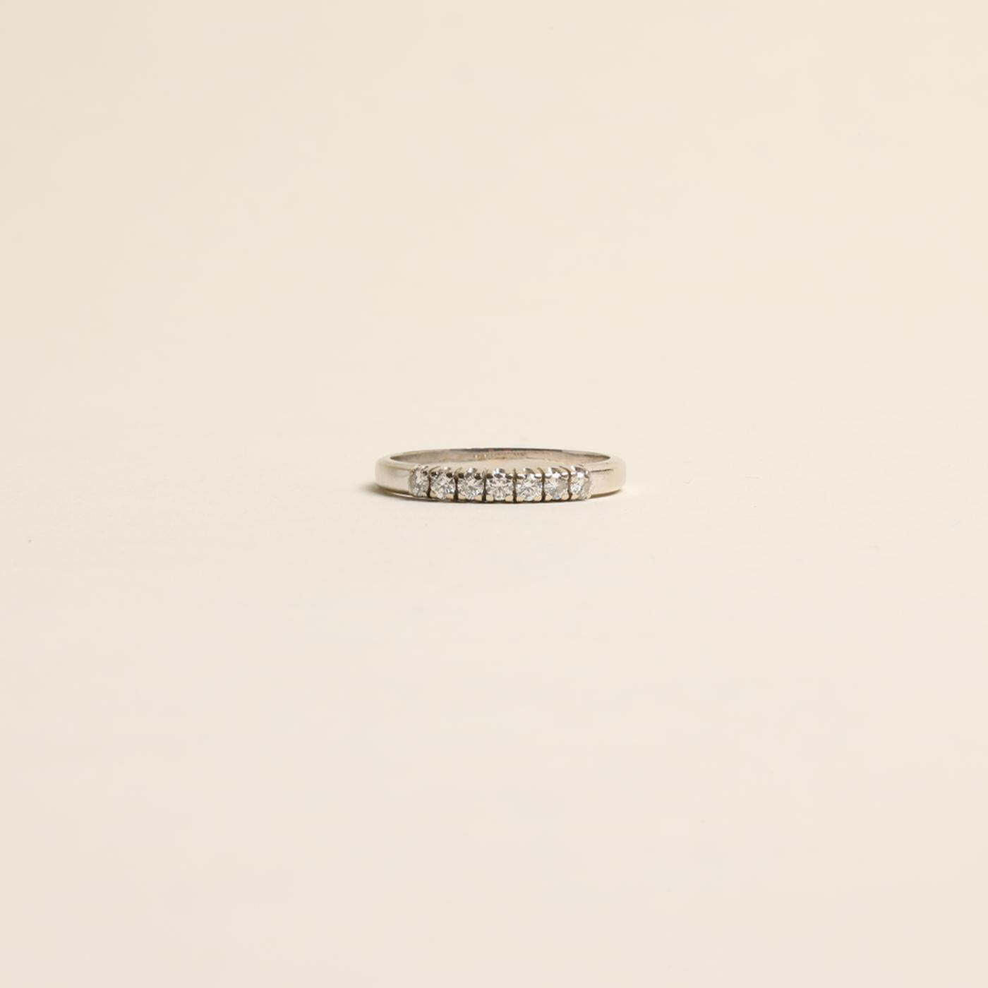 Ring with diamond (028 ct) in 14K White gold size 10 | Vintage Solid