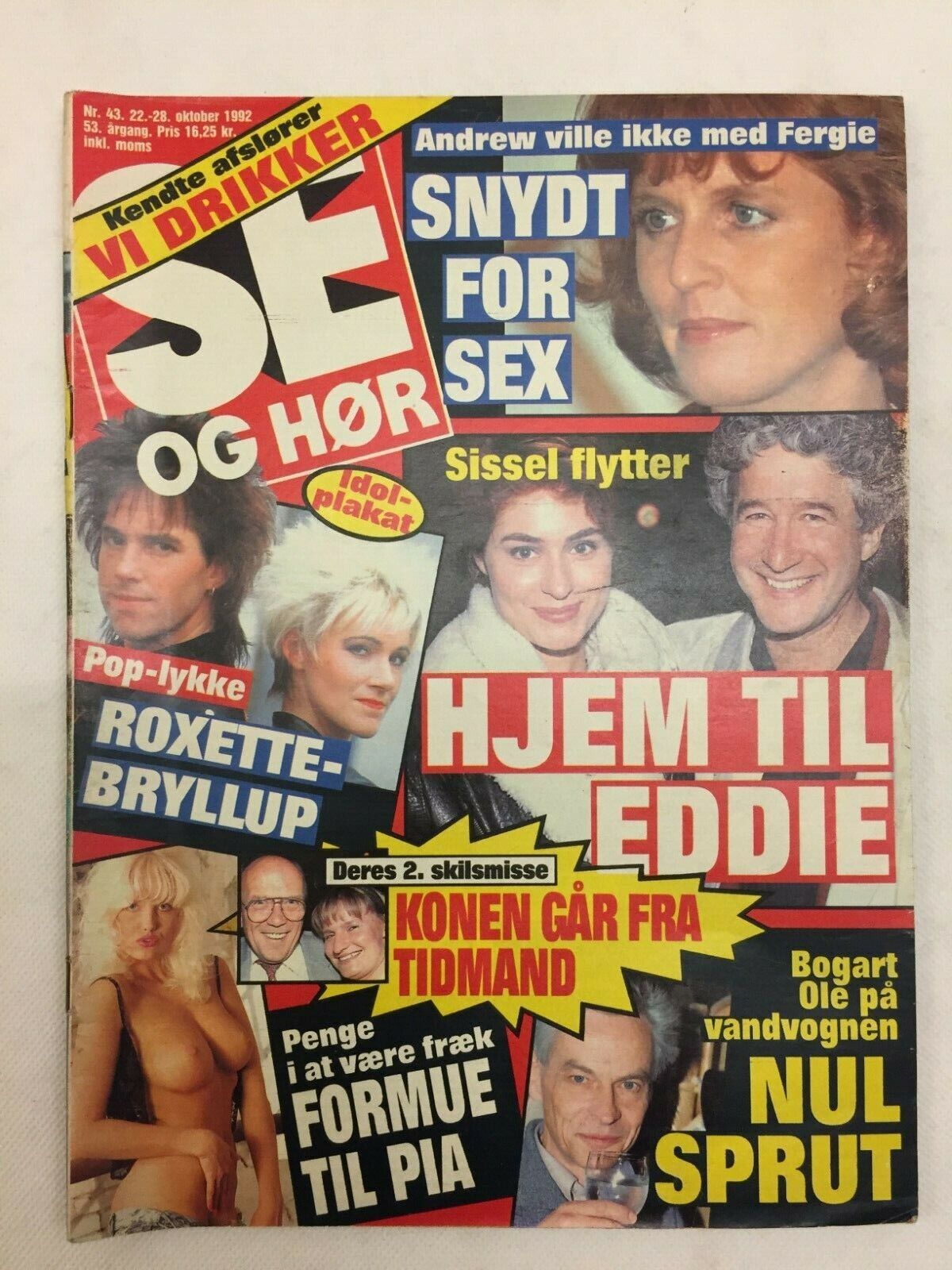 Roxette Per Gessle Marie Fredriksson Poster Danish Magazine 1992 "Se og Hoer"