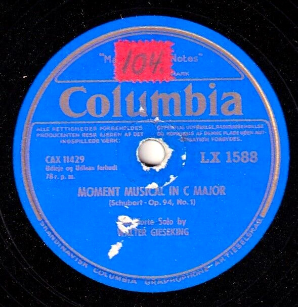 Gieseking Schubert (Moments Musicaux 1 + 4) Col LX 1588 NM(-)