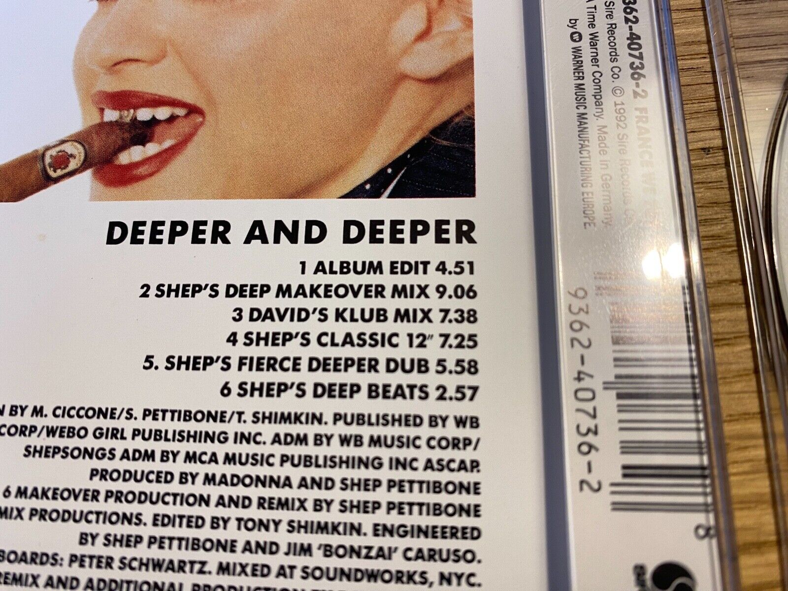 MADONNA "DEEPER AND DEEPER" 1992 CD SINGLE 6 TRACK SIRE WARNER BROS MAVERICK CD