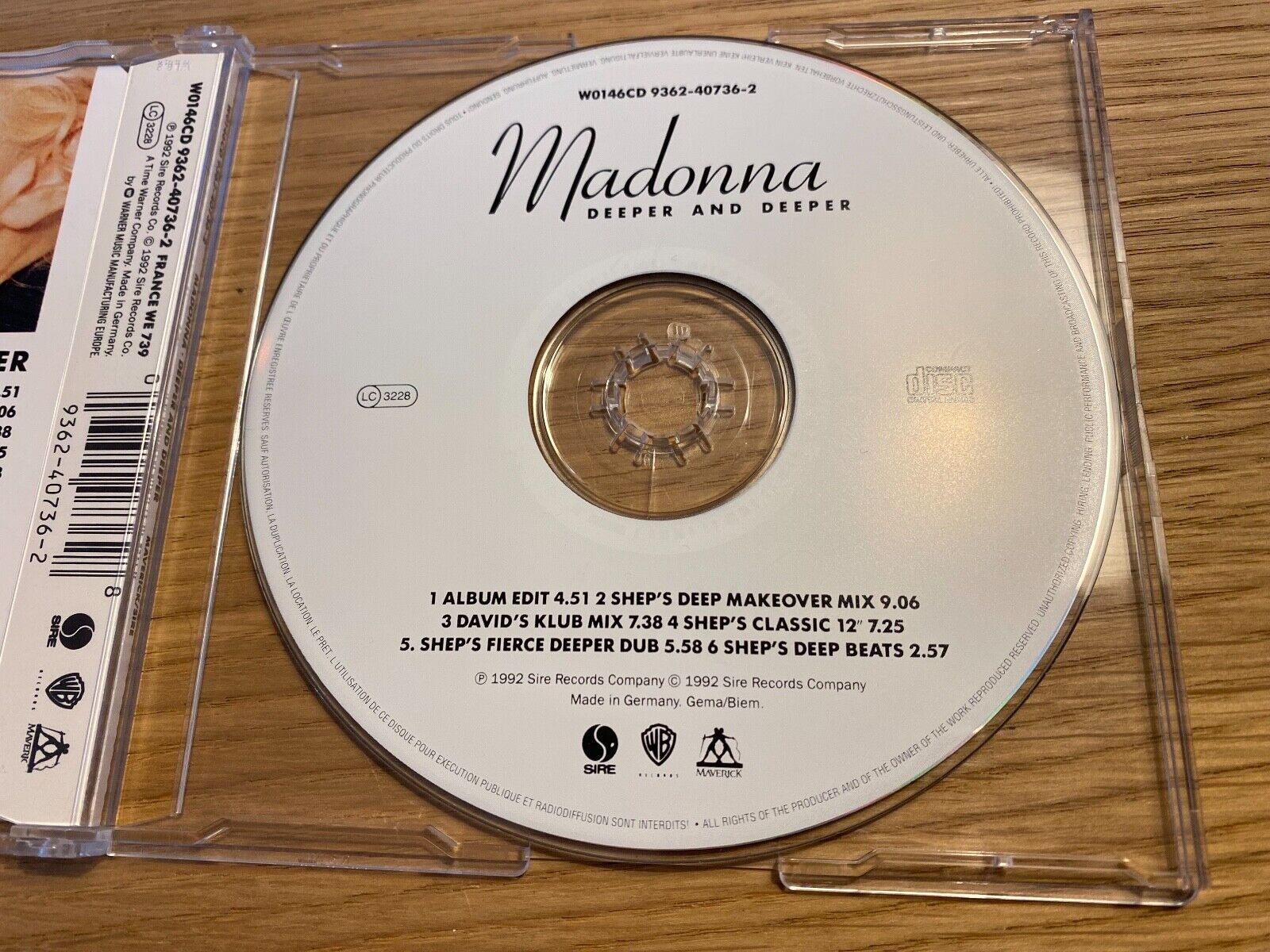 MADONNA "DEEPER AND DEEPER" 1992 CD SINGLE 6 TRACK SIRE WARNER BROS MAVERICK CD