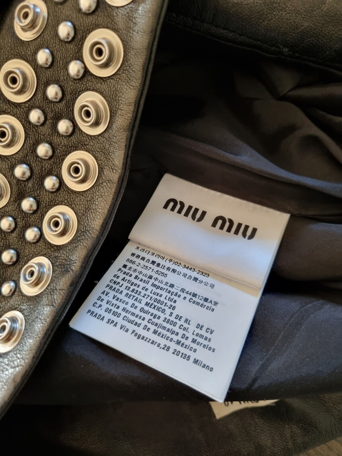 **MIU MIU** Black Leather Studded A-Line Mini Skirt IT40 DE36