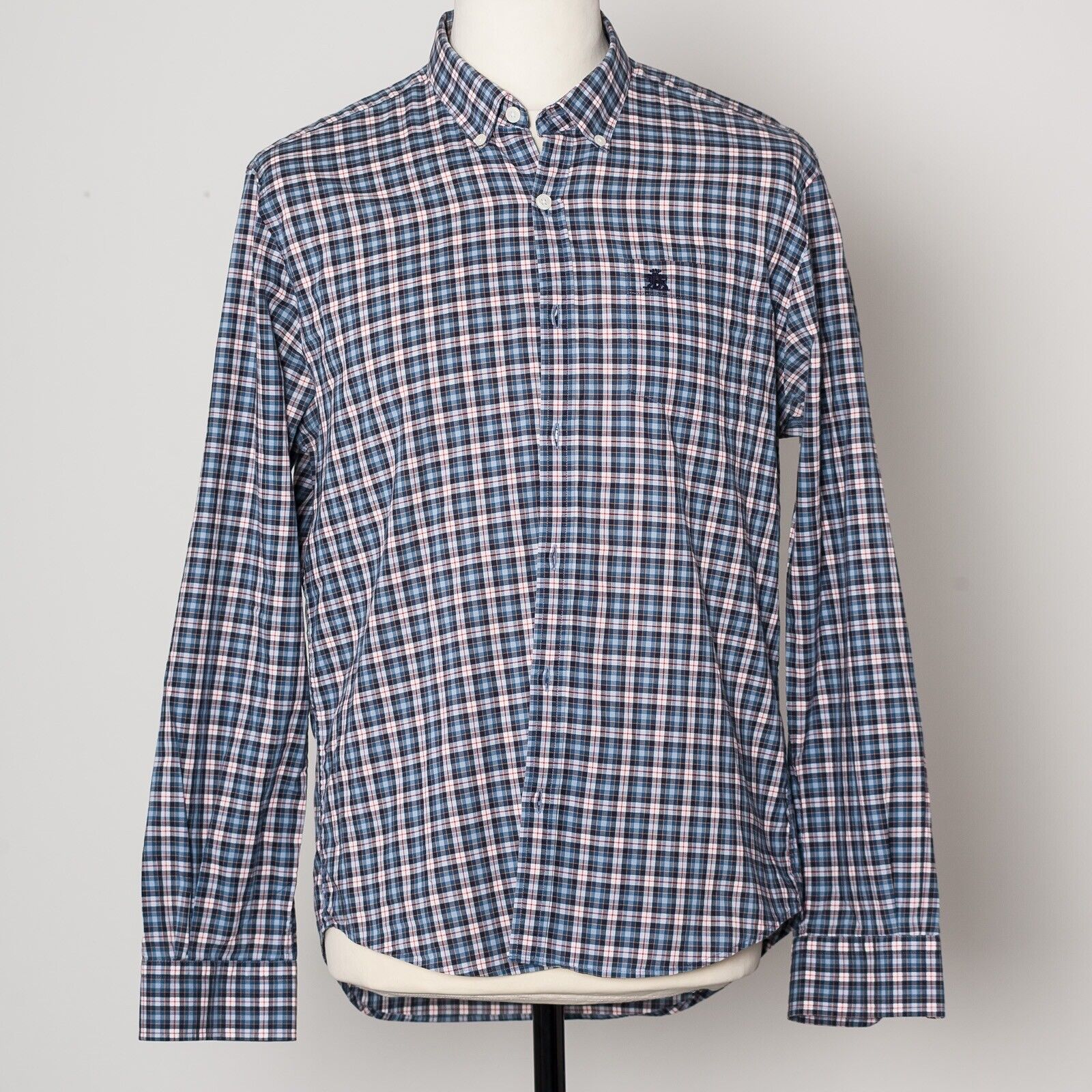 BARACUTA Checkered Casual Button Down Shirt Size L