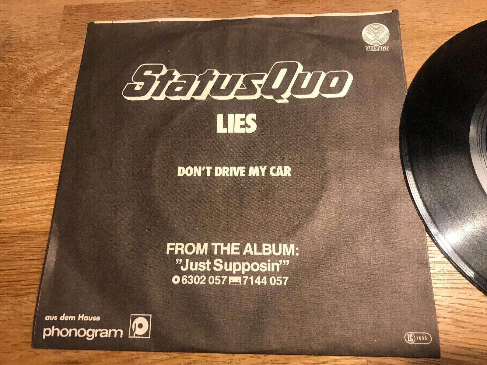 STATUS QUO "LIES / DON´T DRIVE MY CAR" 1980 VERTIGO RECORDS WEST GERMAN PRESSING