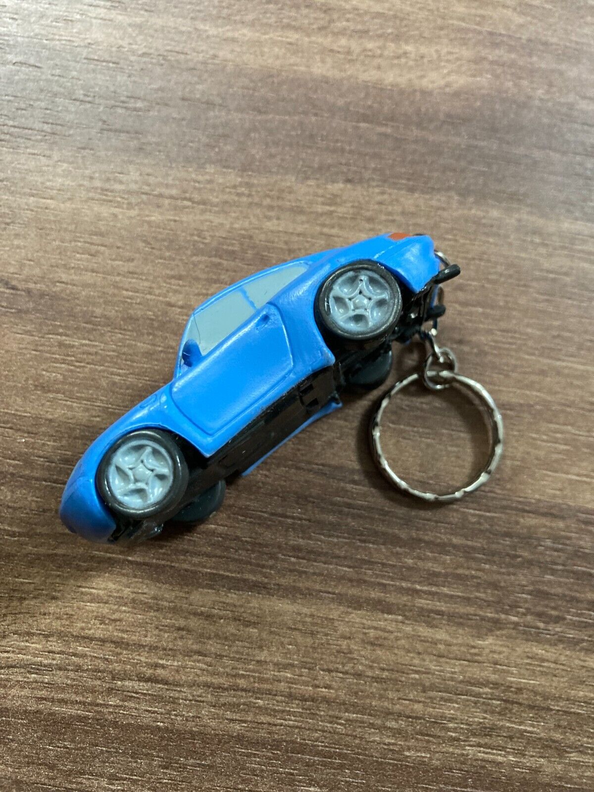 Vintage Blue Sports Car Keychain - Retro Collectible