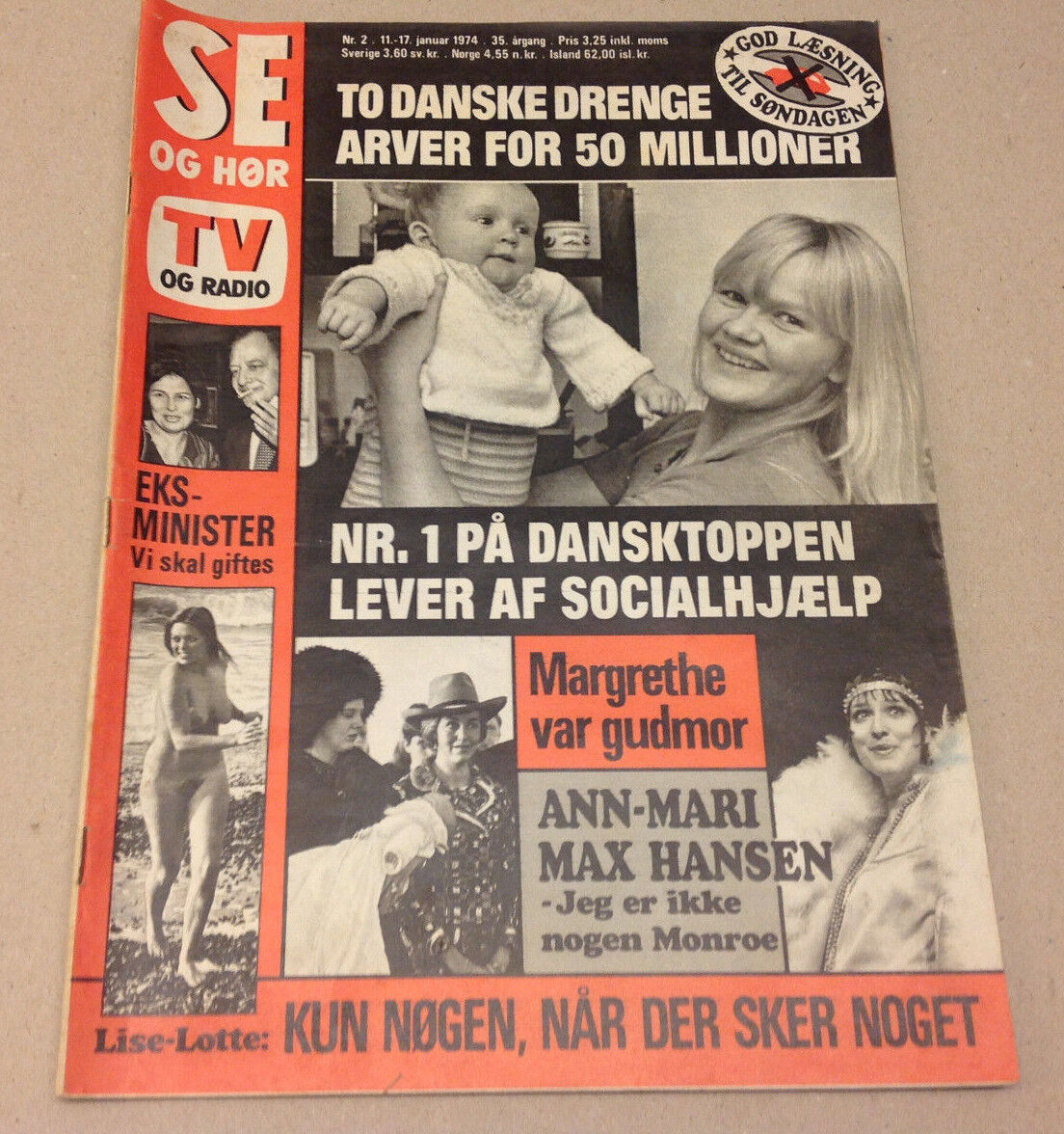 ANETTE KLINGENBERG +TONY CURTIS +ROGER MOORE INSIDE VINTAGE Danish Magazine 1974