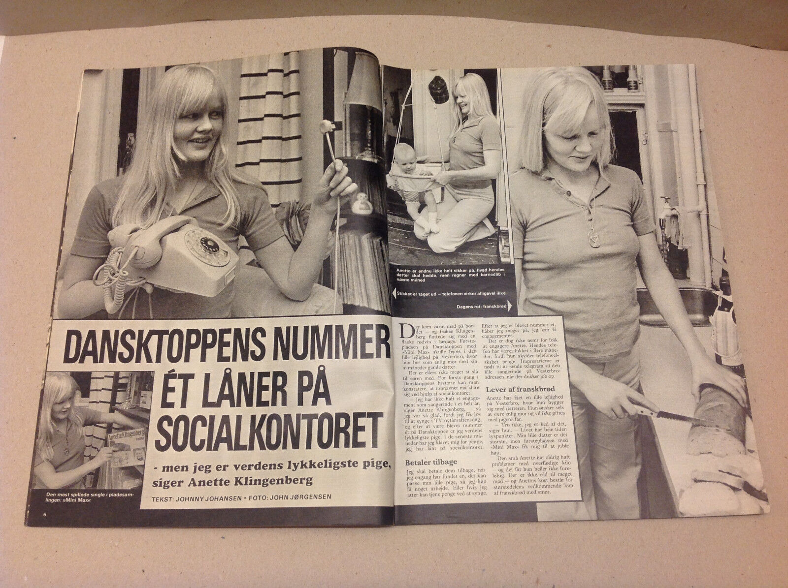 ANETTE KLINGENBERG +TONY CURTIS +ROGER MOORE INSIDE VINTAGE Danish Magazine 1974