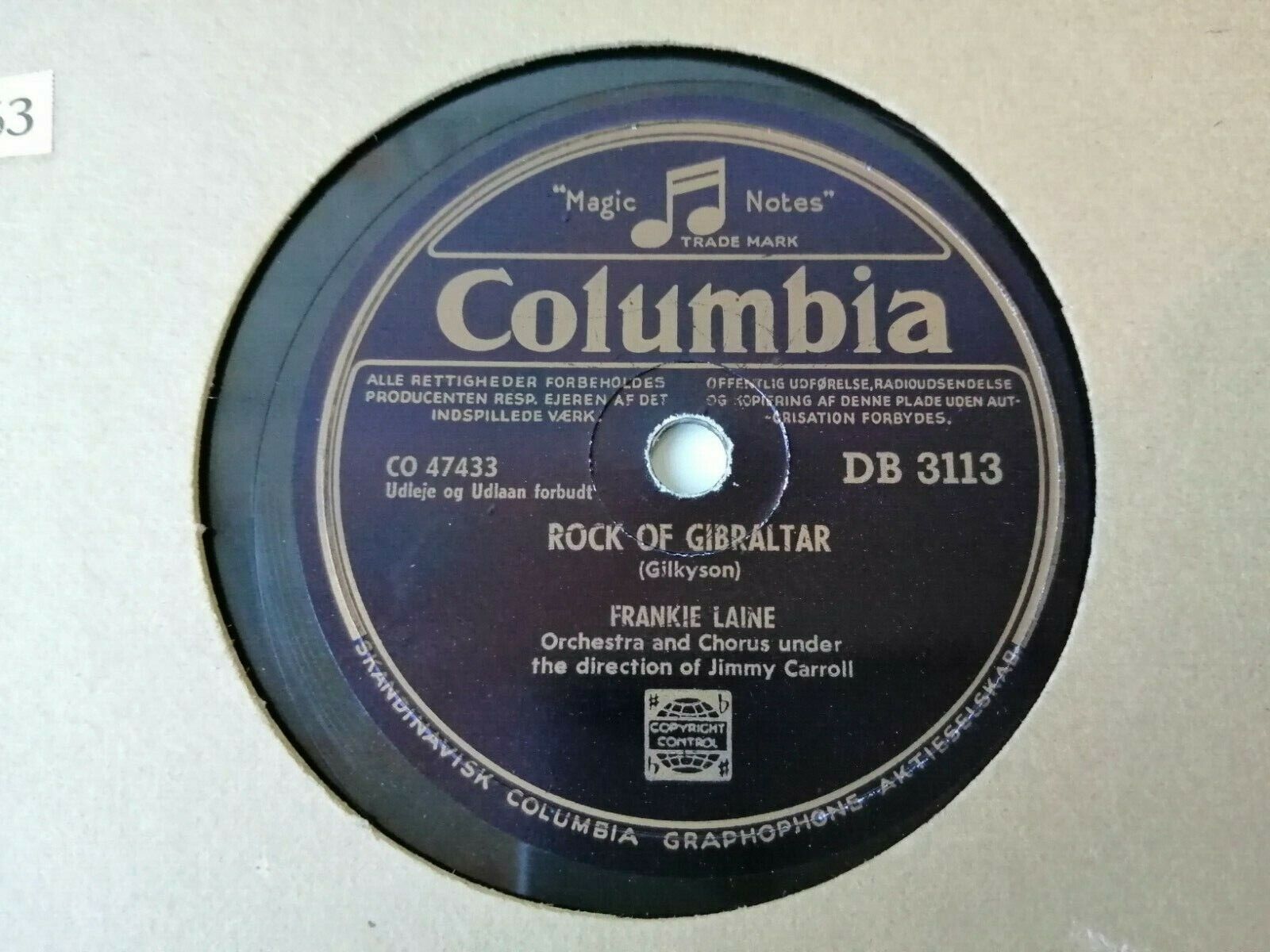 78 RPM  shellacFRANKIE LAINERock of Gibraltar /High Noon Columbia DB 3113