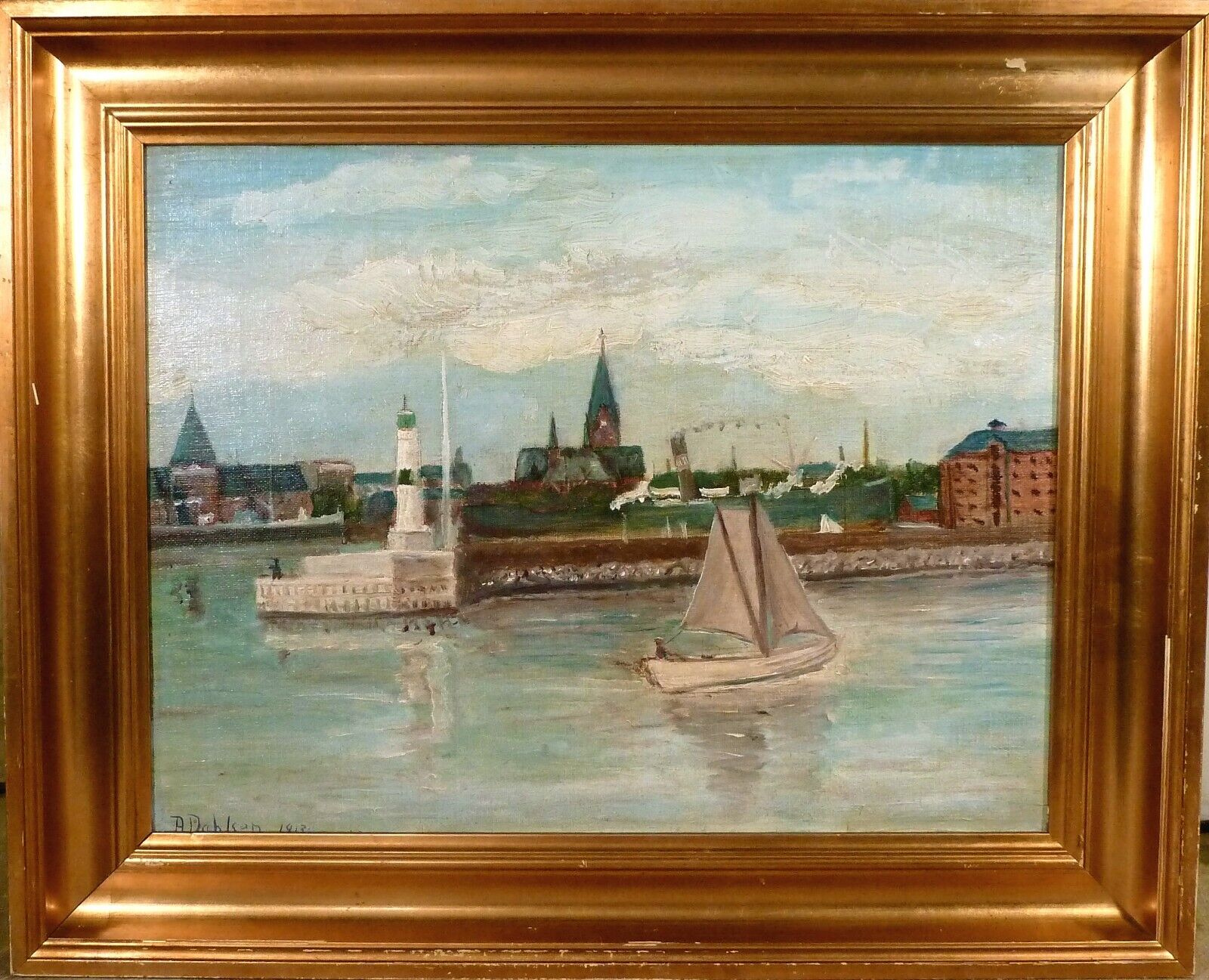 ALFRED DAHLSEN! SCENERY FROM AARHUS HARBOR 1913