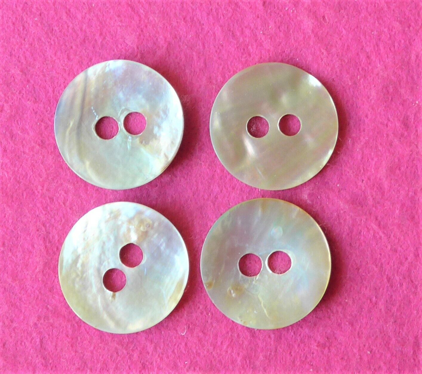 SALE - 4 identical LARGE iridescent MOTHER OF PEARL MOP big hole BUTTONS  (60)