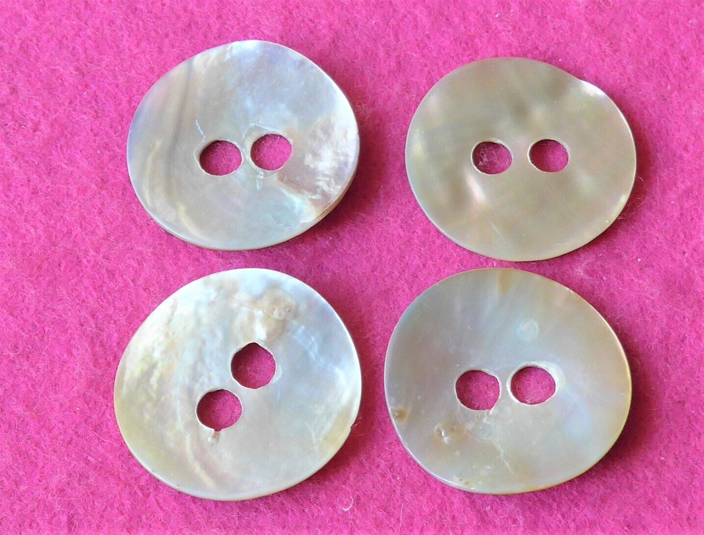 SALE - 4 identical LARGE iridescent MOTHER OF PEARL MOP big hole BUTTONS  (60)