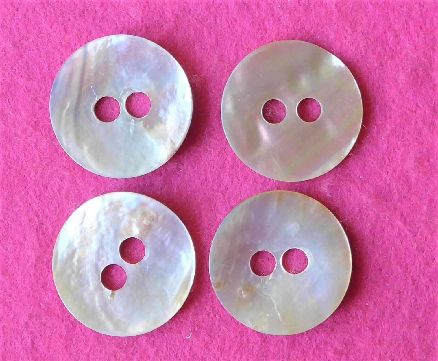 SALE - 4 identical LARGE iridescent MOTHER OF PEARL MOP big hole BUTTONS  (60)