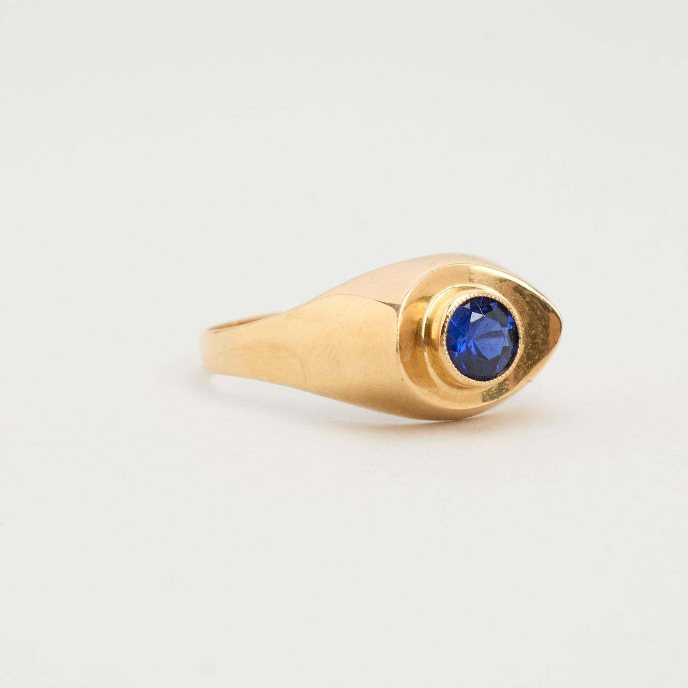 Ring with and synthetic spinel in 14K Gold size 8½ | Vintage Solid