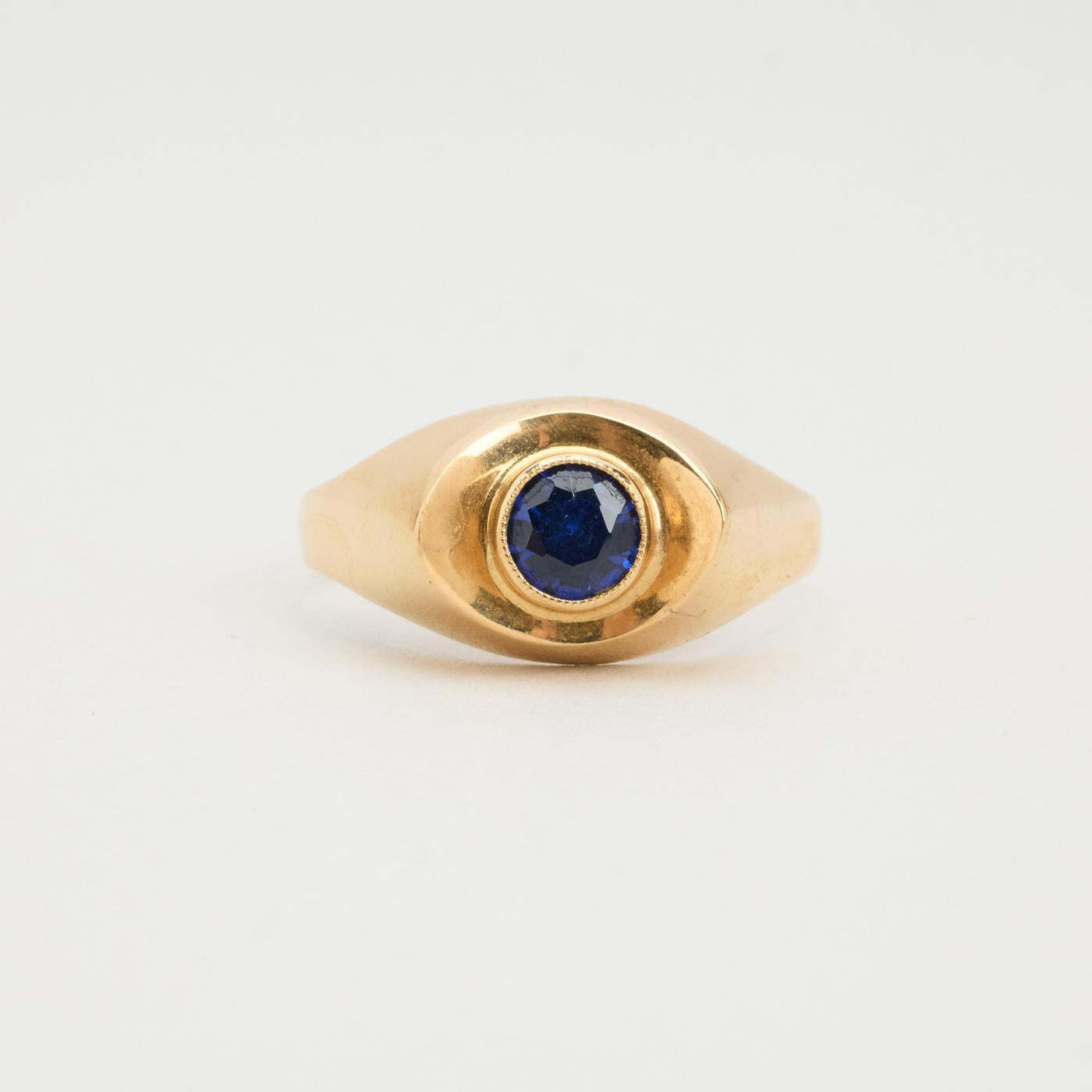 Ring with and synthetic spinel in 14K Gold size 8½ | Vintage Solid