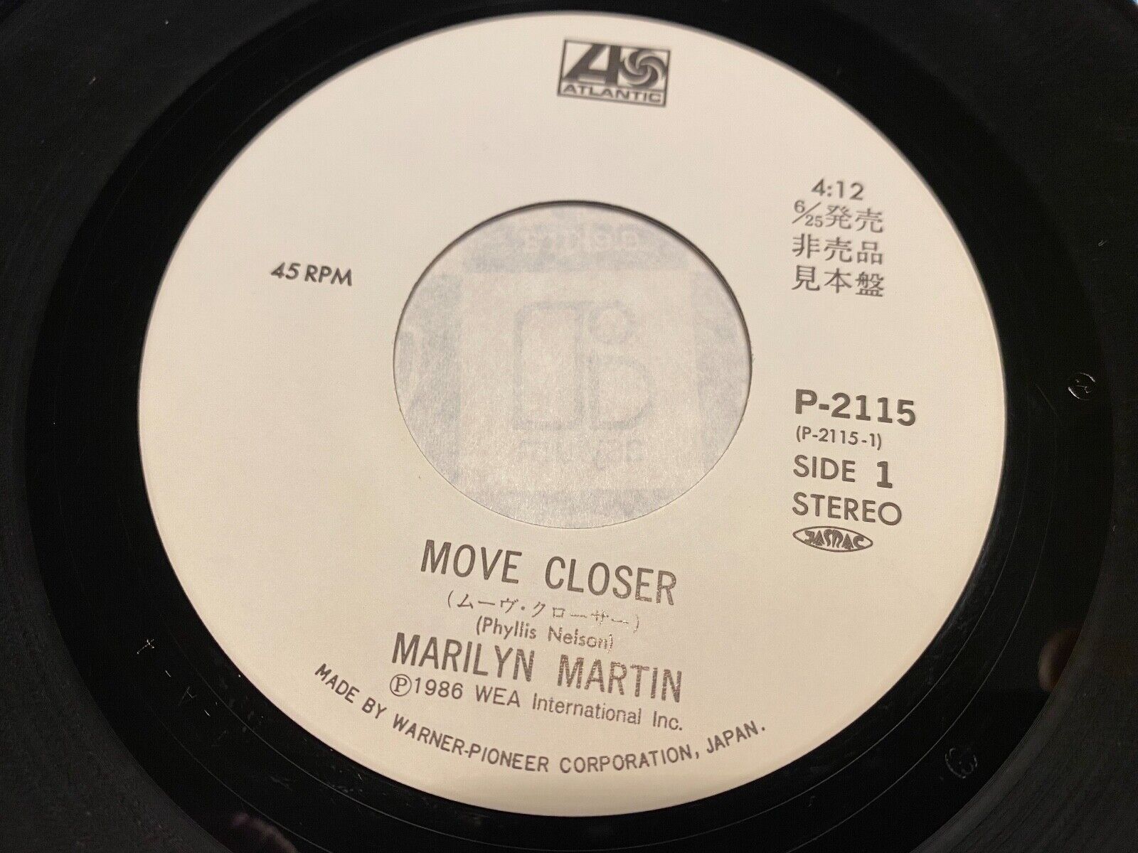 MARILYN MARTIN "MOVE CLOSER" 1986 WEA RECORDS JASRAC PROMOTIONAL SINGLE RARE OOP