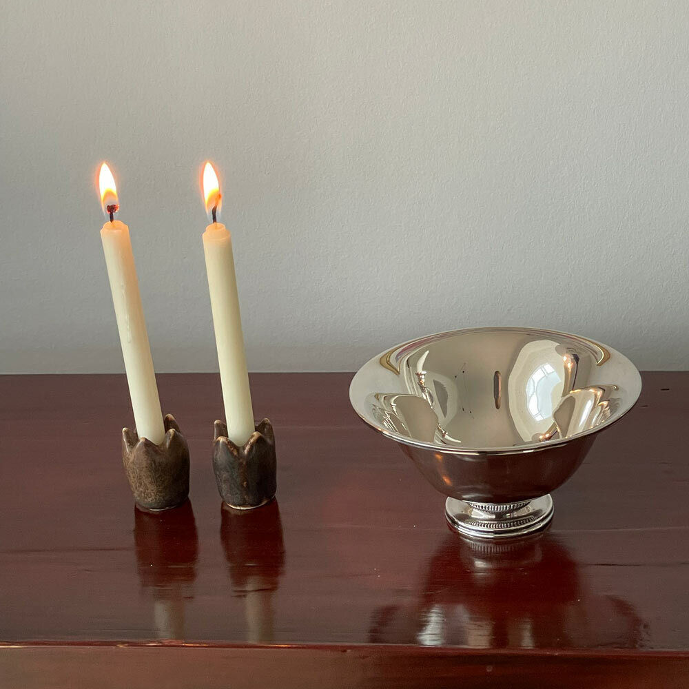 SAXBO Candle Holders DENMARK Brown Stoneware / Porcelain Eva Stæhr Nielsen