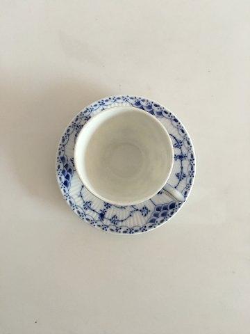 Royal Copenhagen Blue Fluted Half Laced Small Coffee Cup and Saucer No 528