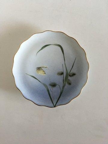 Bing  Grondahl Cake Plate with Flower decoration and goldrim