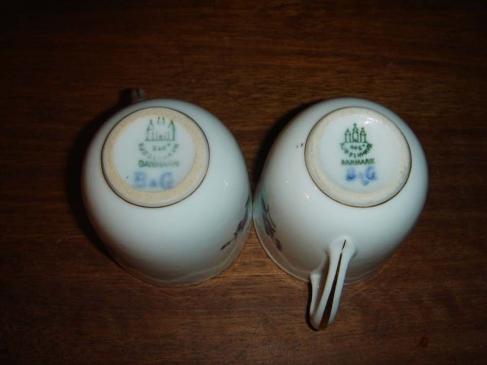 2 RARE Trio Tall MOCCA sets # 106 SAXON FLOWER Bing  Grondahl Royal Copenhagen