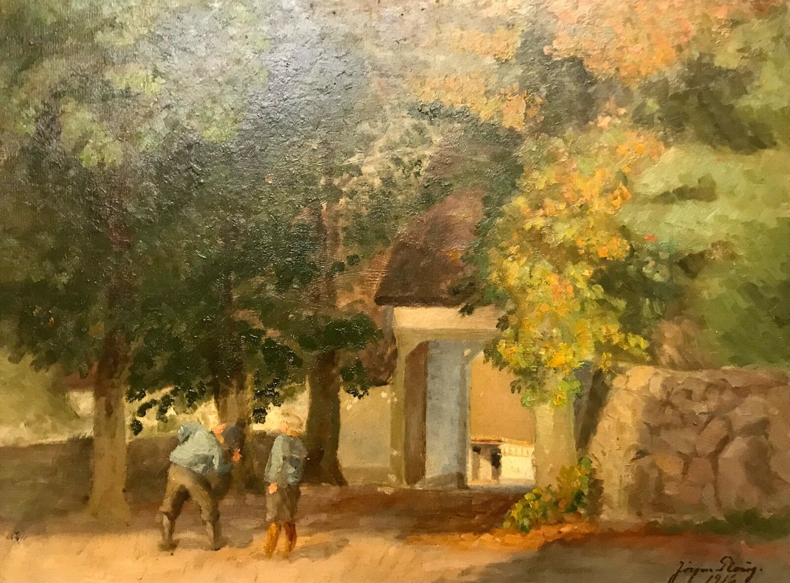 Jørgen Ploug (1876-1938): BOYS PLAYING UNDER BIG TREE