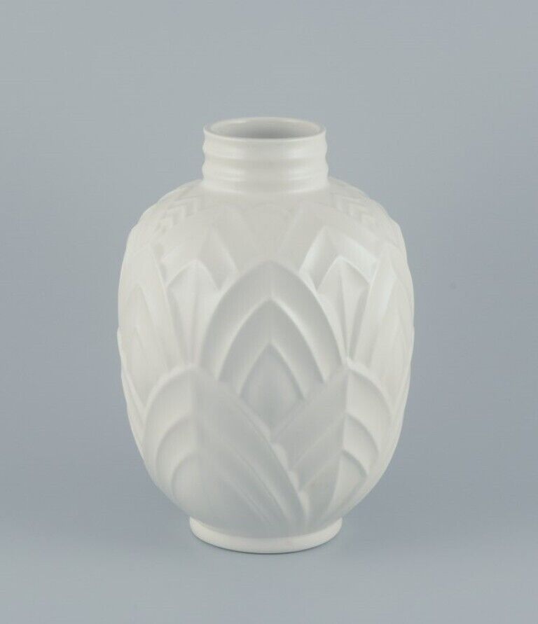 Boch Keramis Belgium Large ceramic vase White glaze Modernist design