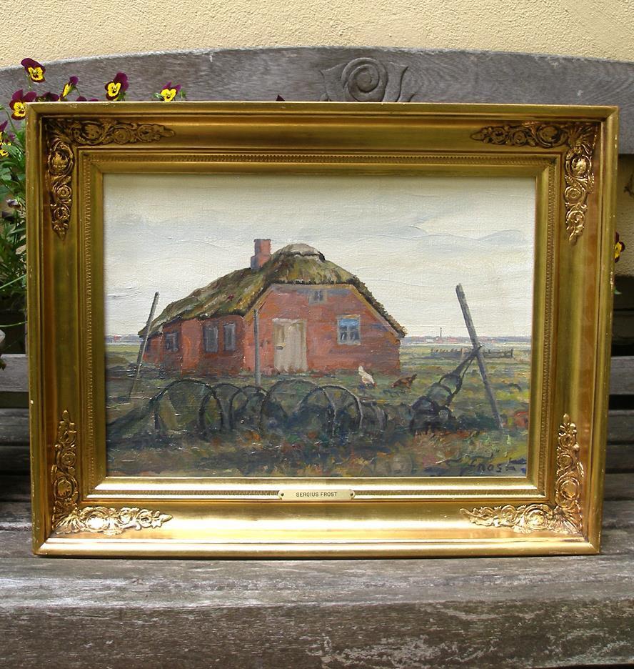 Sergius Frost (1900) Lovely Pink Fisherman’s House with eel trap net Ca1940s