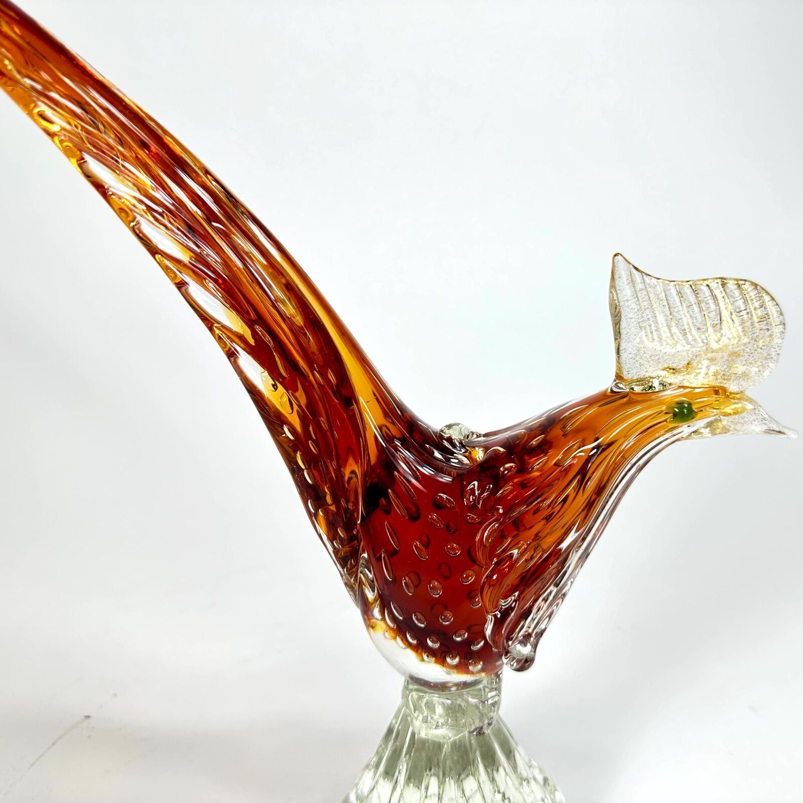 Vintage Murano glass Pheasant figurine 33 cm - mid century bird sculpture with