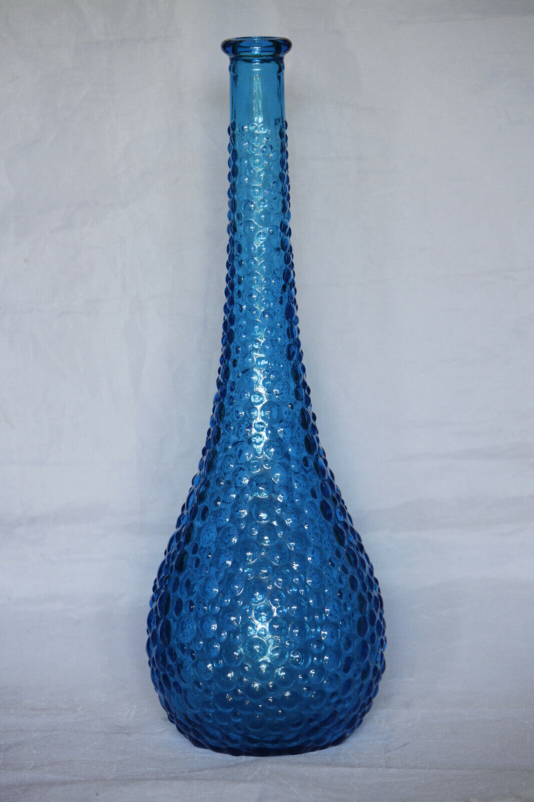 Vintage Italian Blue Glass Genie Bottle Empoli Decanter 155in 70s NO STOPPER