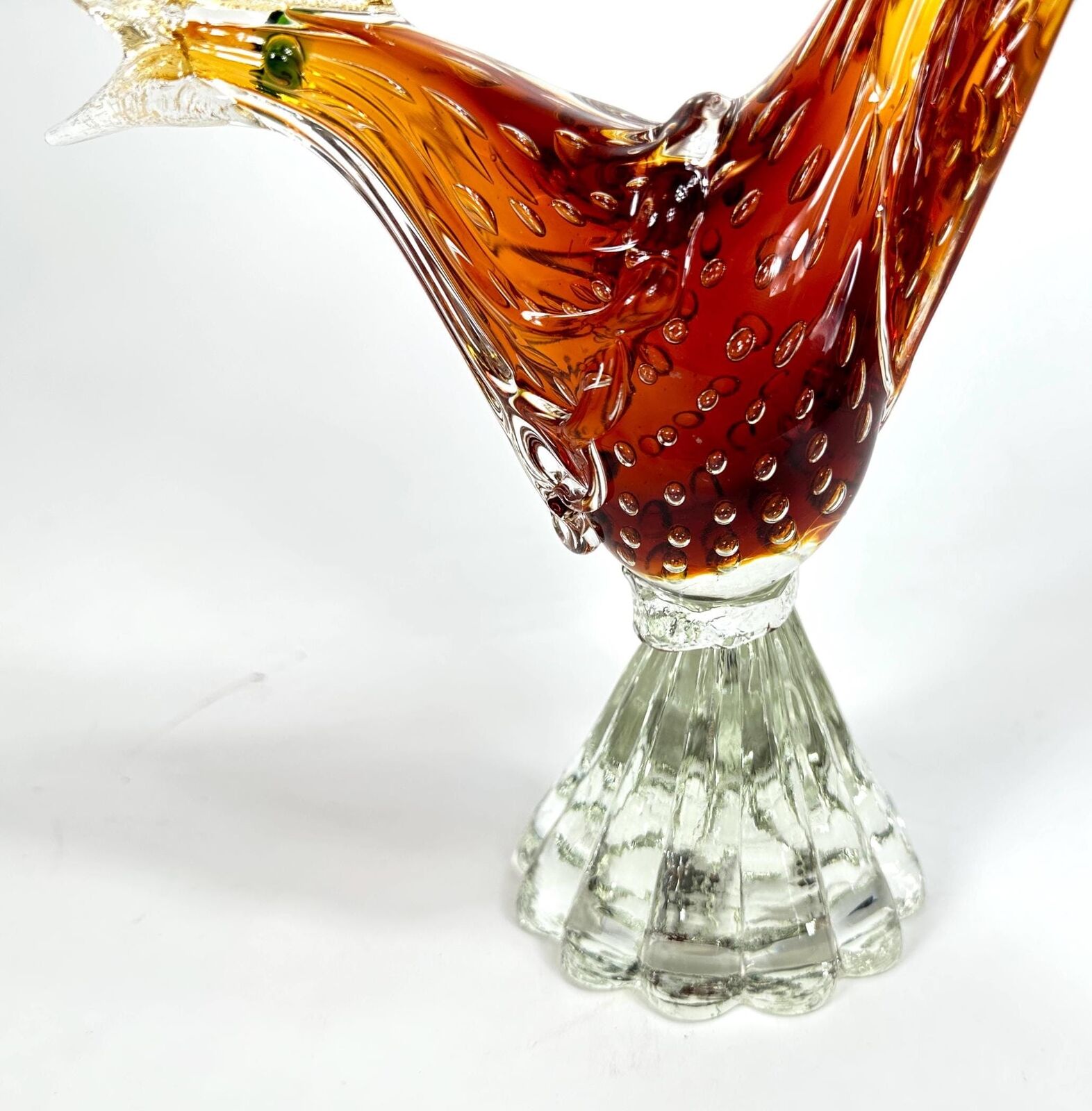 Vintage Murano glass Pheasant figurine 33 cm - mid century bird sculpture with